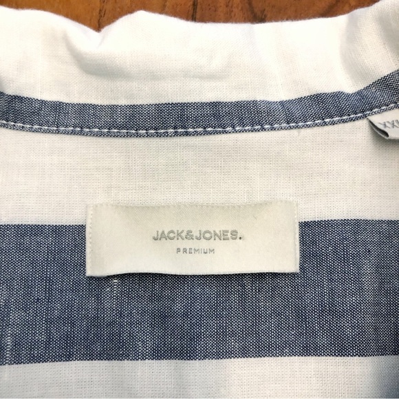 Jack and Jones Stripped Pastel Grayish Blue Casual Button Down Shirt Blouse. XXL - Picture 3 of 11
